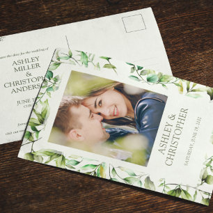 Klassisch elegante Rustikale Hochzeit an der blühe Ankündigungspostkarte