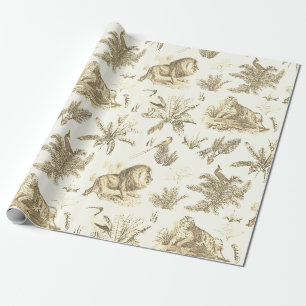 Klassisch elegante toile Safari Löwe Beige Geschenkpapier