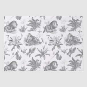 Klassisch Eleganter Löwe Tiger Grau Toile Seidenpapier