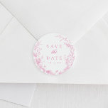 Klassisch französisch-rosa Hochzeit rettet das Dat Runder Aufkleber<br><div class="desc">Klassisch Französisch rosa Hochzeit speichern das Datum Sticker</div>
