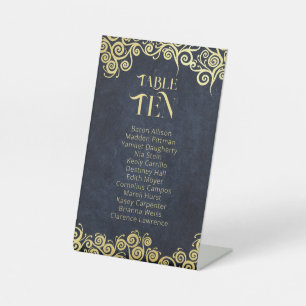 Klassisch Geblüht Hochzeit in Blu und Gold Sockelschild