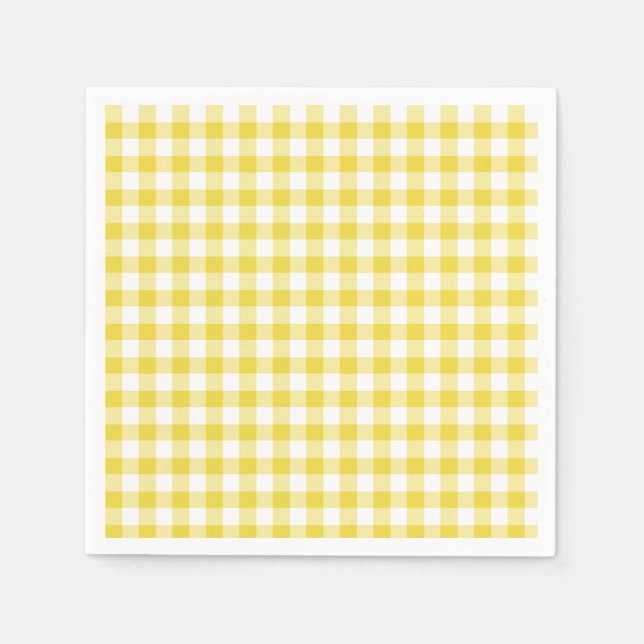 Klassisch Gingham Gelbgold Serviette (Vorderseite)