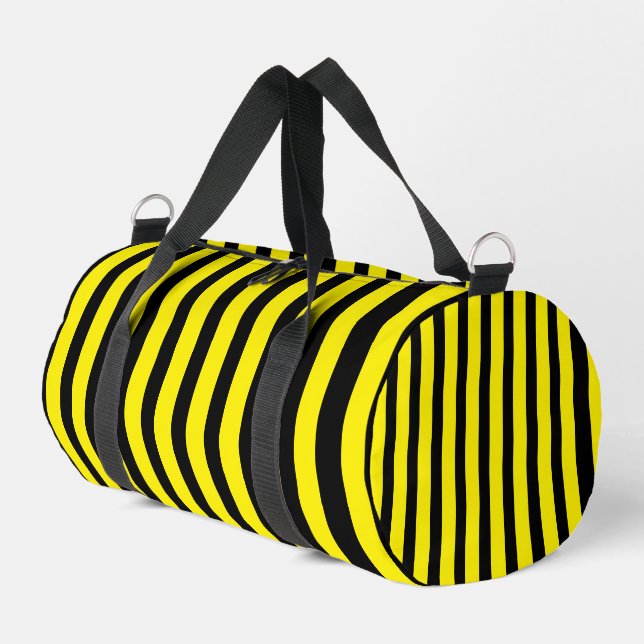 Klassisch hell Gelb und schwarz Streifen Duffle Bag (Linke Seite)