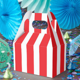 Klassisch helle rot-weiße gestreifte kleine Giebel Geschenkschachtel