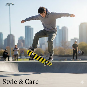 Klassisch Helles Gelb und Schwarz Gestreift Skateboard