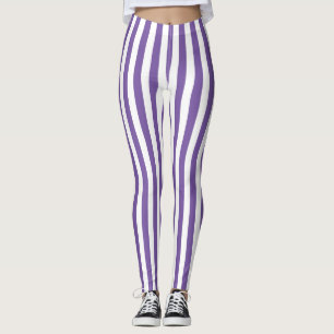 Klassisch Lila und Weiß Vertikal Gestreift Leggings