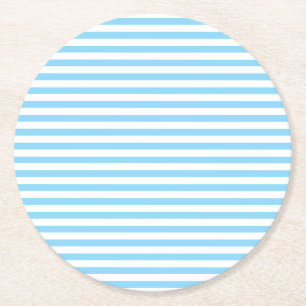 Klassisch minimalist blau-weiß gestreift runder pappuntersetzer