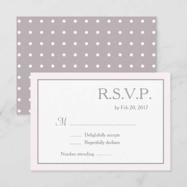 Klassisch-minimalistisch-rosa-weiße Hochzeit rsvp Einladung (Vorne/Hinten)