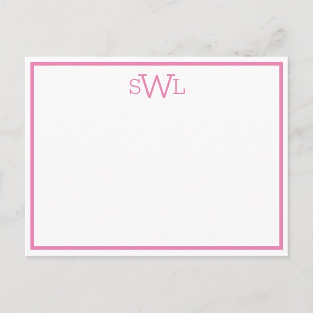 Klassisch-minimalistisch-rosa-weiße Notizkarte Postkarte (Vorderseite)