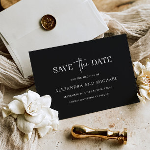 Klassisch-minimalistische reiche schwarze Hochzeit Save The Date