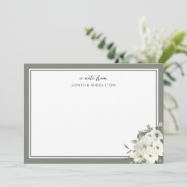 Klassisch minimalistischer olivgrüner Rand floral Mitteilungskarte