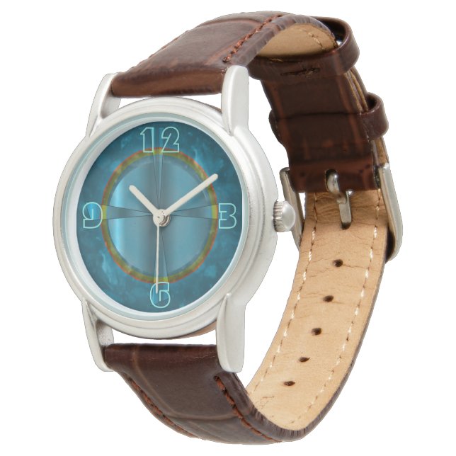 Klassisch mit Aquamarinem Gesicht Frauen beobachte Armbanduhr (Schrägansicht)