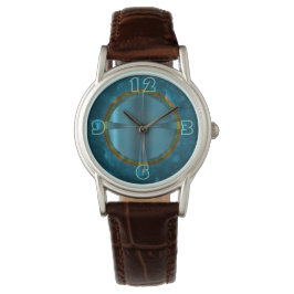 Klassisch mit Aquamarinem Gesicht Frauen beobachte Armbanduhr