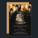 Klassisch modern elegant 50. Geburtstag Einladung<br><div class="desc">Eine moderne klassische 50. Geburtstagsfeier mit Goldballons,  schwarzen Ballons und Kuchen auf schwarzem Hintergrund mit goldenem Glitzer. Einfache moderne Eleganz. Ein moderner und eleganter Stil für Ihre Feier. Erhältlich in Print,  als digitaler Download oder beides!</div>