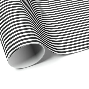 Klassisch moderne dünne schwarz-weiße Streifen Geschenkpapier