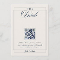 Klassisch Navy Blau Elfenbein Kalligrafie QR Detai