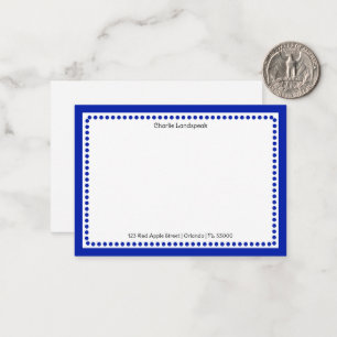 Klassisch Navy Blau Rand & Punkte Monogrammiert Mitteilungskarte