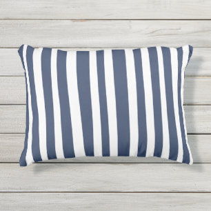 Klassisch Navy Blau Streifen   Zeitloses Nautical  Kissen Für Draußen