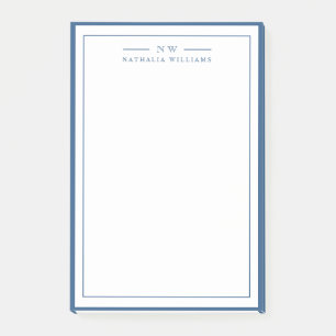 Klassisch Navy Blau Zwei-Rahmen-Monogramm Lined Post-it Klebezettel
