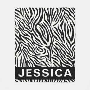 Klassisch Personalisierte Schwarz-Weiß-Zebrastreif Fleecedecke