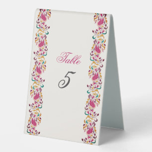 Klassisch Pink Grün Gelb Floral Schwan Vogel Hochz Tischaufsteller
