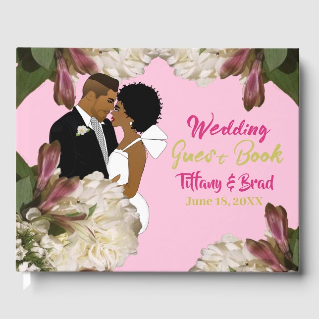 Klassisch-rosa-afrikanische Hochzeit Gästebuch (Vorderseite)