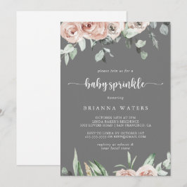 Klassisch Rosa Blütenbraun Grau Baby Sprinkle Einladung