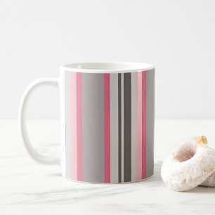 Klassisch Rosa und Grau Gestreift Kaffeetasse