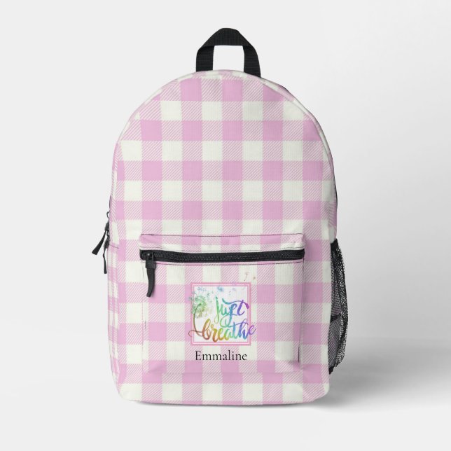 Klassisch rosa weiß kariert nur atmen bedruckter rucksack (Vorderseite)