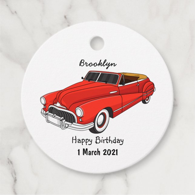 Klassisch rot 1948 Auto Geschenkanhänger (Vorderseite)