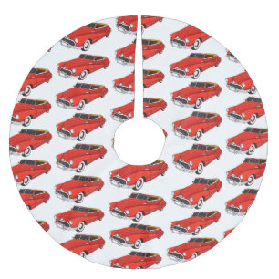 Klassisch rot 1948 Auto Polyester Weihnachtsbaumdecke