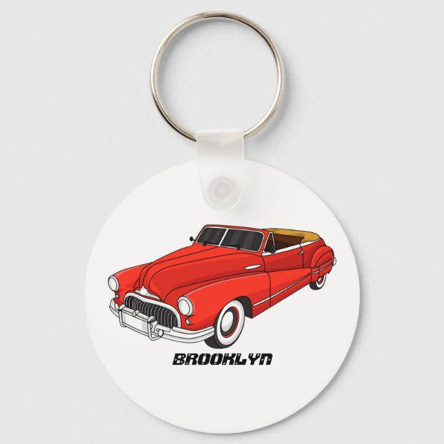 Klassisch rot 1948 Auto Schlüsselanhänger (Vorderseite)