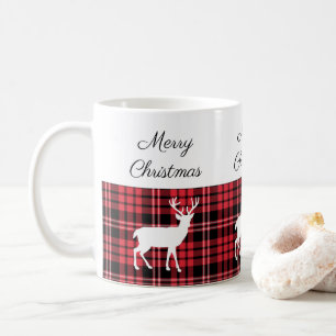 Klassisch Rot Kariert Hirsch Frohe Weihnachten Kaffeetasse