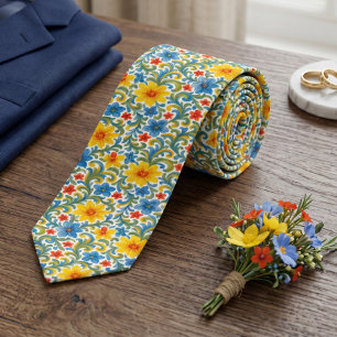 Klassisch Schicke Farbige Blätter Florales Kunstmu Krawatte