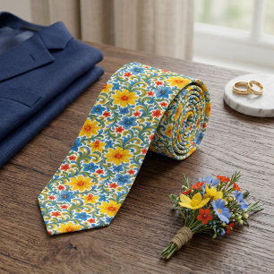Klassisch Schicke Farbige Blätter Florales Kunstmu Krawatte