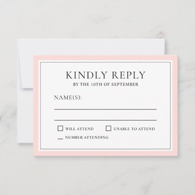 Klassisch schlicht Eleganter UAWG Rosa Rosa Edging RSVP Karte (Vorderseite)
