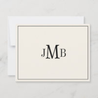 Klassisch Schwarz & Ecru monogrammiertes Flachform