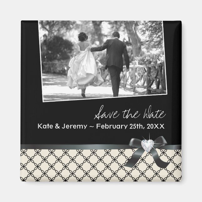 Klassisch Schwarz und Weiß Save the Date Magnet (Vorne)