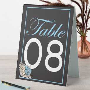 Klassisch Schwarz, weiße blaue Rose und blauer Ran Tischaufsteller
