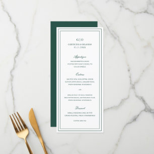 Klassisch Smaragdgrüne Elegante Hochzeit Menükarte