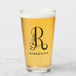 Klassisch Stilvolle Monogram, erster R & Nachname Glas