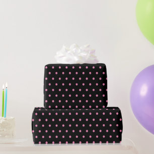 Klassisch süße Retro-Polka-Punkte Schwarz Rosa Geschenkpapier