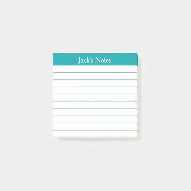 Klassisch Teal Lined Personalisiert Easy Read Post-it Klebezettel (Vorderseite)