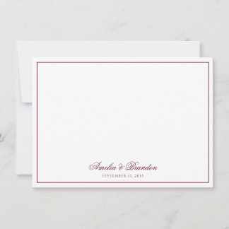 Klassisch-tiefes Burgunderrot-Rand-Script personal Mitteilungskarte