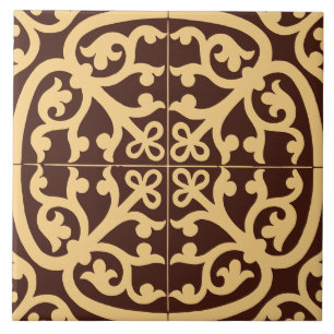 Klassisch Traditionell Stilvoll Abstrakt Gold & Br Fliese