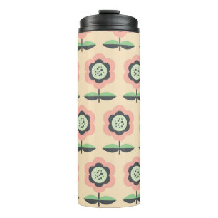 Klassisch Vintage: Nahtloses Blumenmuster Thermosbecher
