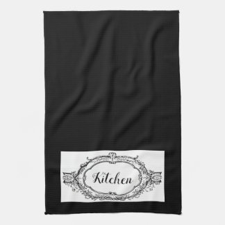 Klassisch Vintage Schwarz & Weiß Geschirrtuch