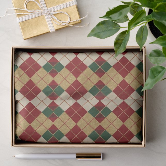 Klassisch, Weihnachten/Winter Argyle-Muster Seidenpapier (Geschenk)
