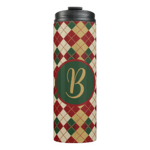 Klassisch, Weihnachten/Winter Argyle-Muster Thermosbecher