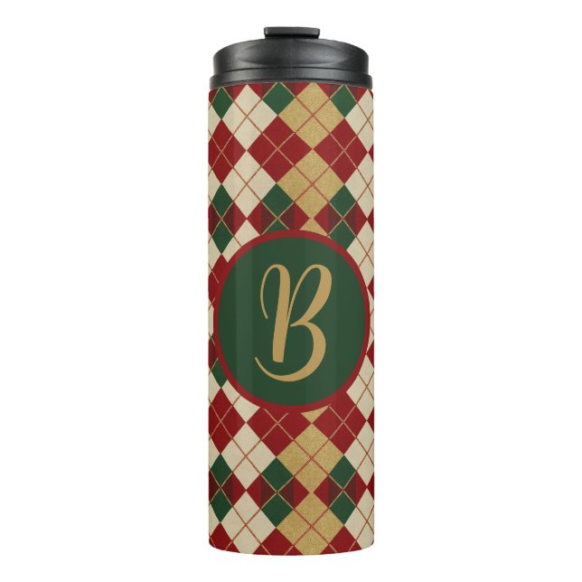Klassisch, Weihnachten/Winter Argyle-Muster Thermosbecher (Vorderseite)